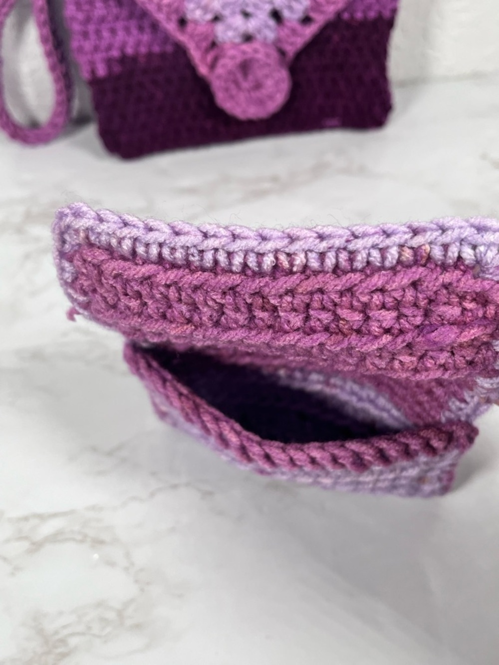 Purple Ombre Crochet Wristlet & Card Holder - Picture 5 of 7
